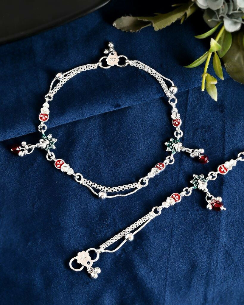 VOJ Set of 2 Traditional Stylish Designer Anklet - Swadesiicart