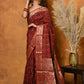 Very Much Indian Modal Silk Ajrakh Handblock Printed Natural Dyes With Designer Border Saree - Red | Swadesiicart