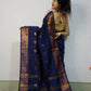 Exclusive Collection Beautiful Navy Blue Cotton Silk Woven Handloom Saree With Running Blouse Piece - Swadesiicart