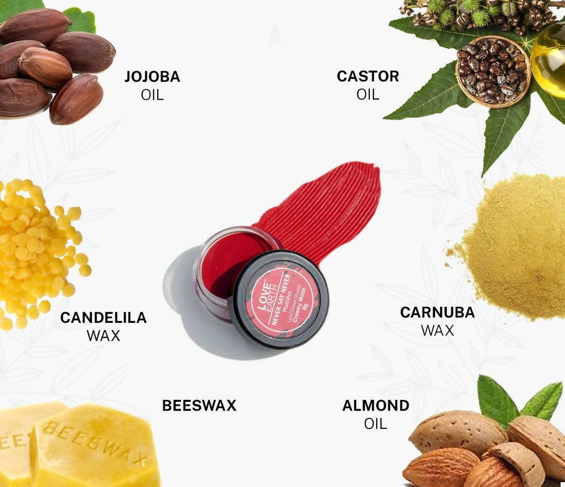 Love Earth Lip Tint & Cheek Tint Multipot - Never Say Never - Swadesiicart