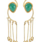 Joban Fashion Women Green Stone Matte Gold Earrings | Swadesiicart