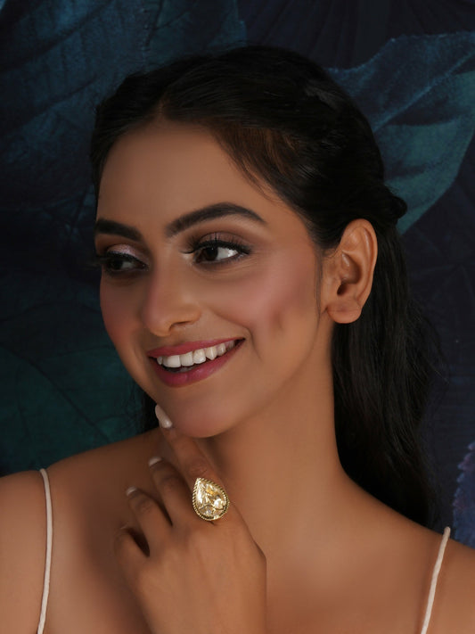Kundan Ring (gold) - Ruby Raang | Swadesiicart