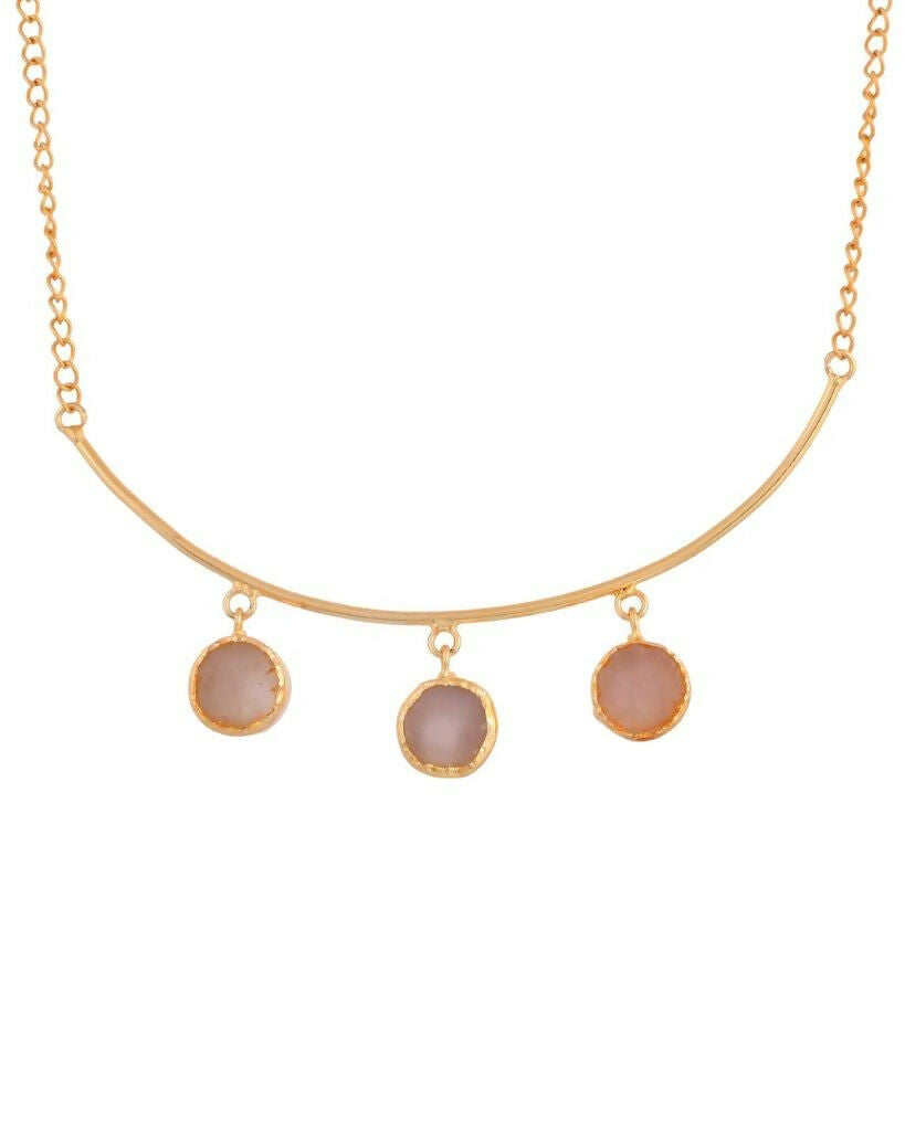 VOJ One Gram Gold-Polished Stone Studded Necklace and Earrings Set - Swadesiicart