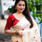 Cream Silk Blend Ethnic Motifs Saree with Unstitched Blouse - Hiral Fashion | Swadesiicart