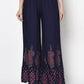 Aniyah Rayon Navy Blue Color Block Print Flared Slip-On Palazzo (AN-216K)