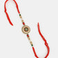NVR Women & Men Set of 2 Gold-Toned Stone-Studded & Beaded Bhaiya Bhabi Rakhi With Roli Chawal | Swadesiicart
