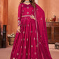 Hot Pink Festive Embroidered Art Silk Anarkali Suit - Emponline | Swadesiicart