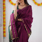 DEIANA'S Beautiful Designer Golden zari Soft Cotton Saree - Wine - Swadesiicart