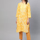 ADA Women Yellow & White Chikankari Embroidered Straight Sustainable Handloom Kurta | Swadesiicart