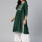 Kalini Ethnic Motifs Printed High Slit Mirror Work Kurta - Swadesiicart