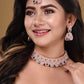 Saraf RS Jewellery Rose Gold-Polished White & Green AD-Studded Jewellery Set - Swadesiicart