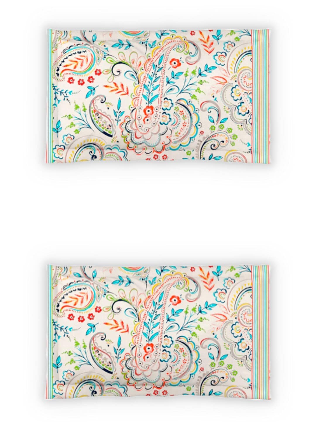 DDecor White & Turquoise Blue Motifs 140 TC Cotton Queen Bedsheet with 2 Pillow Covers - Swadesiicart