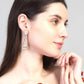 Yellow Chimes Rhodium-Plated Rose-Gold White AD-Studded Drop Earrings | Swadesiicart