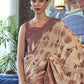 Mitera Off White & Gold-Toned Floral Zari Organza Banarasi Saree | Swadesiicart