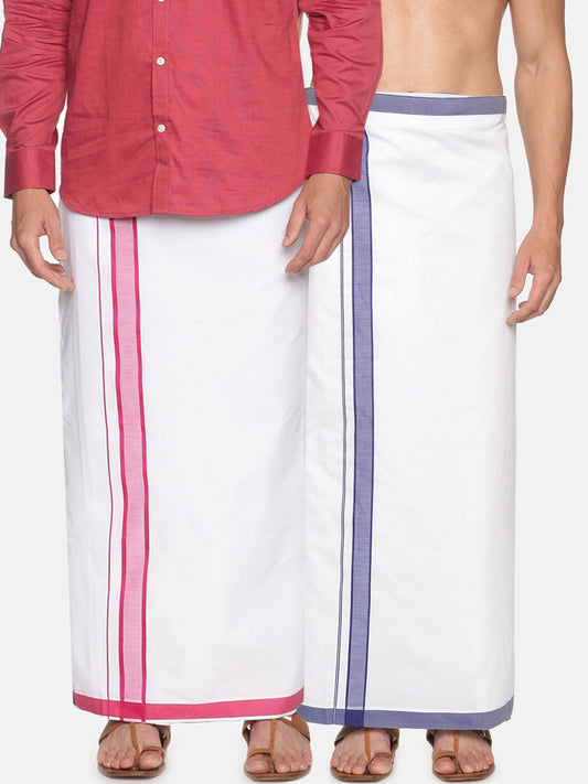 Sethukrishna Men Pack Of 2 Solid Cotton Dhotis | Swadesiicart