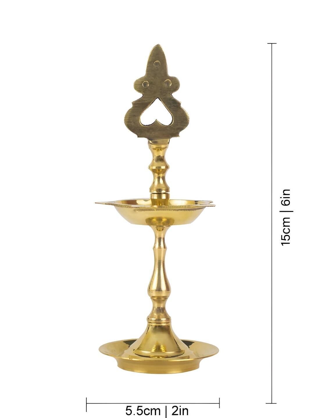 Spillbox Gold Toned Small Kuthu Vilakku Lakshmi Diya Pooja Essentials | Swadesiicart