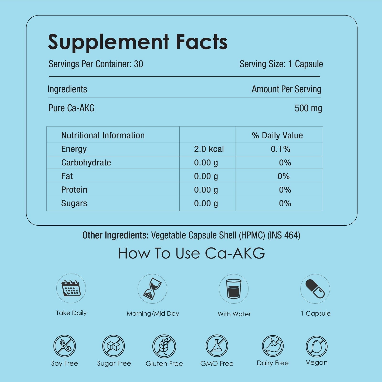 GATACA Pure Ca-AKG - 500 mg Capsules | Swadesiicart