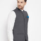 Even Apparels Men's Grey Merino Nehru Jacket-Contrast Lining-Free Pocket Square | Swadesiicart