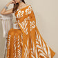 Tikhi Imli Mustard & White Floral Print Satin Saree | Swadesiicart