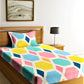 Home Sizzler Blue & Yellow Geometric 210 TC Single Bedsheet with 1 Pillow Covers - Swadesiicart