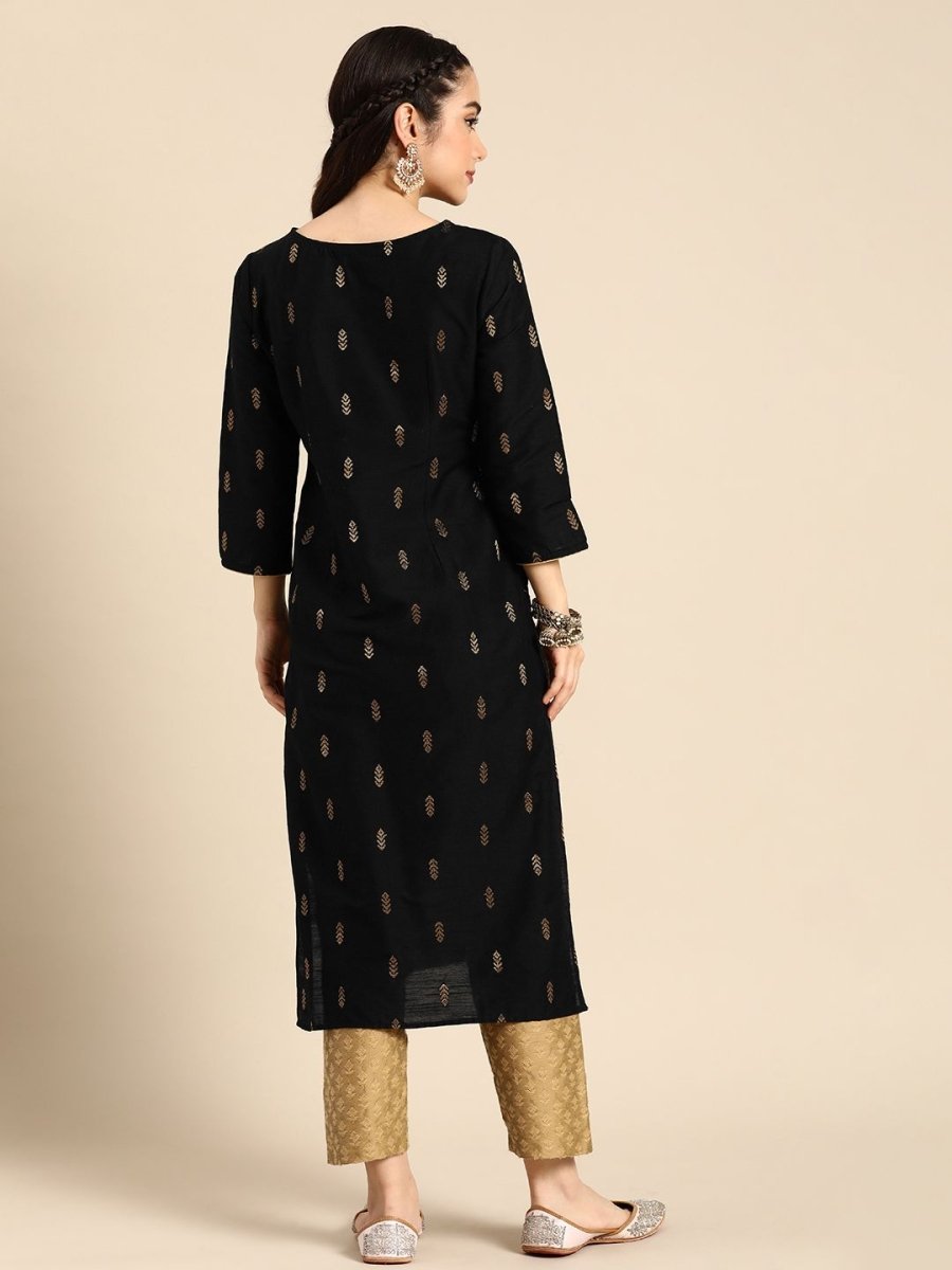 Anouk Ethnic Motifs Kantha Work Dobby Kurta - Swadesiicart