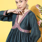 InWeave Women's Teal Mauve Brocade Mughal Shaan Kurta Palazzo Set - Swadesiicart