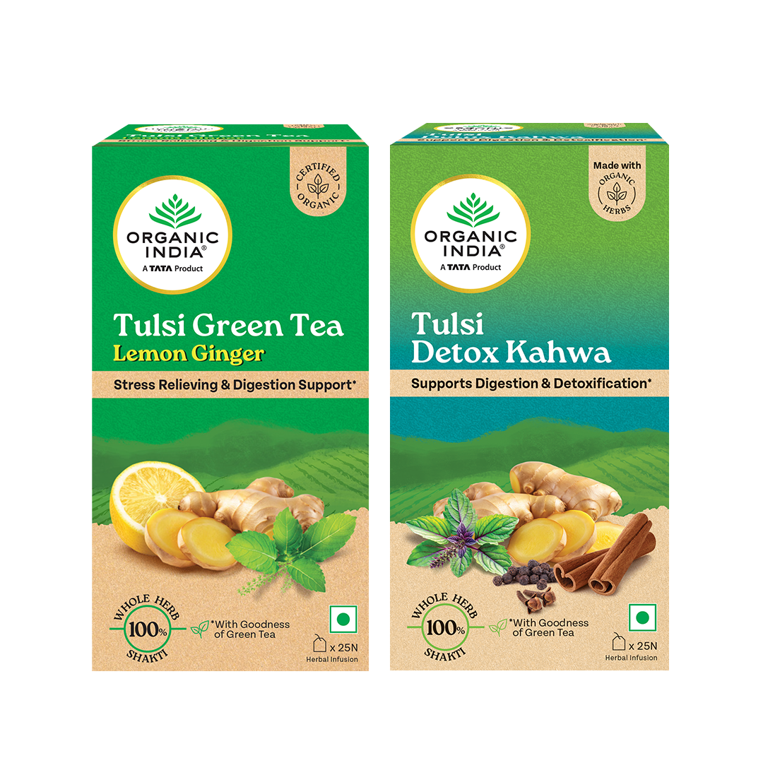 Tulsi Green Tea Lemon Ginger & Detox Kahwa Combo
