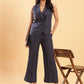 BohoJazz In Power Carbon Blue Tailored Waistcoat with Trousers Co-ord Set - Swadesiicart