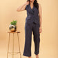 BohoJazz In Power Carbon Blue Tailored Waistcoat with Trousers Co-ord Set - Swadesiicart