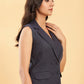 BohoJazz In Power Carbon Blue Tailored Waistcoat with Trousers Co-ord Set - Swadesiicart