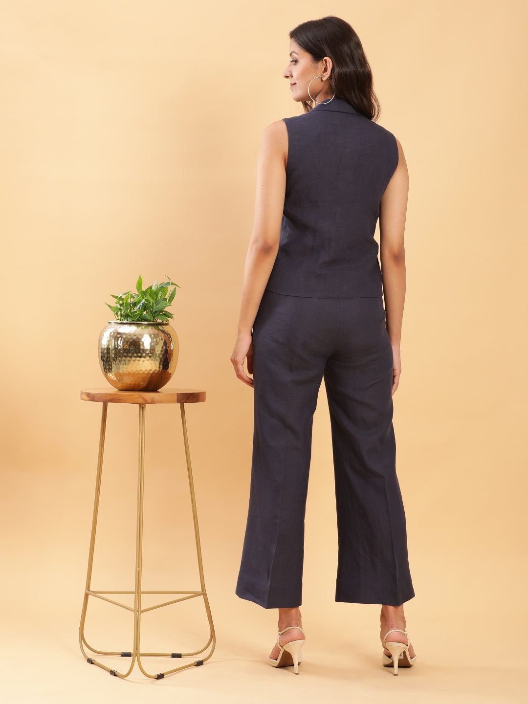 BohoJazz In Power Carbon Blue Tailored Waistcoat with Trousers Co-ord Set - Swadesiicart