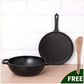 The Indus Valley CASTrong Cast Iron Cookware Set: Tawa + Kadai, Kitchen Set for Home, Pre-seasoned, 100% Pure, Toxin-free, Induction