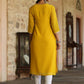 Juniper Women's Yellow Georgette Printed Kurta | Swadesiicart