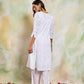 HOUSE OF KARI Women Notch Neck Floral Embroidered Chikankari Shadow Work Cotton Kurta | Swadesiicart