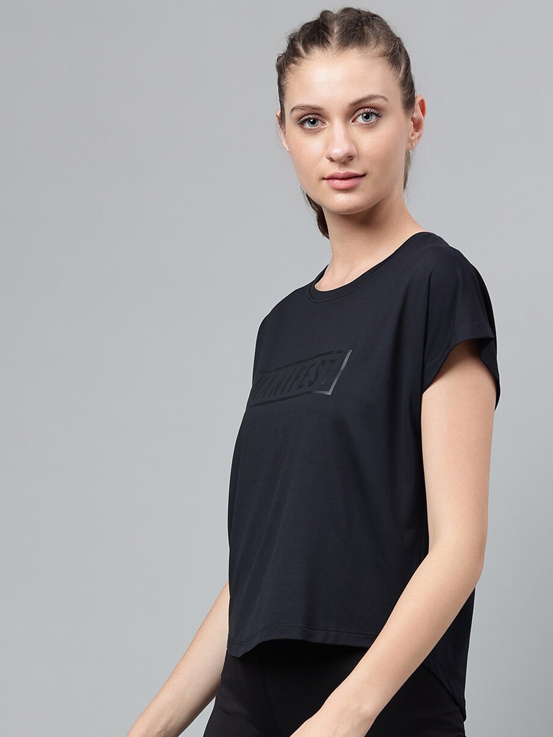 MKH Typography Printed Extended Sleeves Dri-FIT Relaxed Fit T-shirt - Swadesiicart