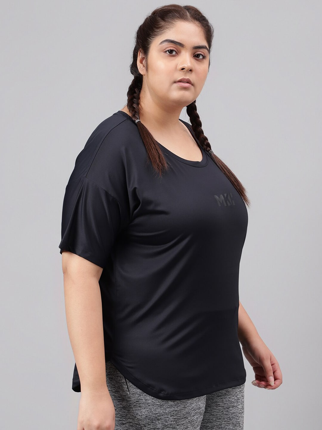 MKH Plus Size Drop Shoulder Sleeves Relaxed Fit Dri-FIT Sports T-shirt - Swadesiicart