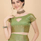 Kalini Green & Gold-Toned Woven Design Zari Silk Blend Banarasi Saree | Swadesiicart