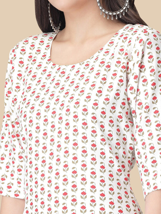 Kalini Floral Printed Round Neck Kurta with Trousers - Swadesiicart