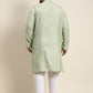 Sojanya Plus Men Green Jacquard Self Design Kurta with Pyjamas | Swadesiicart