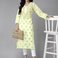 ADA Women Yellow & Green Embroidered Chikankari Handloom Kurta Handloom Kurta with Trousers | Swadesiicart