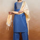 Vishudh Embroidered Straight Kurta With Palazzo & Dupatta - Swadesiicart
