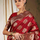 Sangria Red Ethnic Motifs Woven Design Zari Banarasi Saree | Swadesiicart