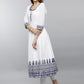Vishudh Women White & Navy Blue Printed Anarkali Kurta - Swadesiicart