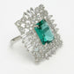 NVR Women's Green & Silver CZ-Studded Square-Shaped Adjustable Finger Ring | Swadesiicart