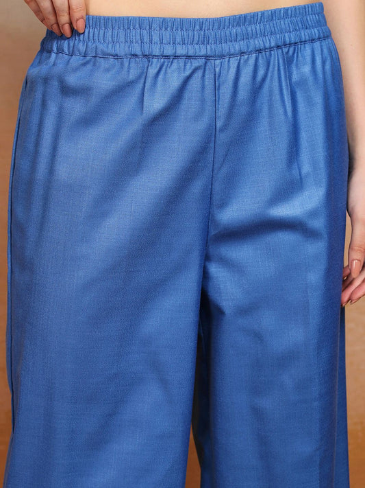 Vishudh Embroidered Straight Kurta With Palazzo & Dupatta - Swadesiicart