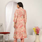Jyoti Fashion Women's Peach Rayon Floral Print with Side Pocket Kurtis & Sets | Swadesiicart
