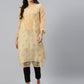 ADA Women Beige & Black Ethnic Motifs Embroidered Chikankari Handloom Kurta with Trousers & Inner | Swadesiicart