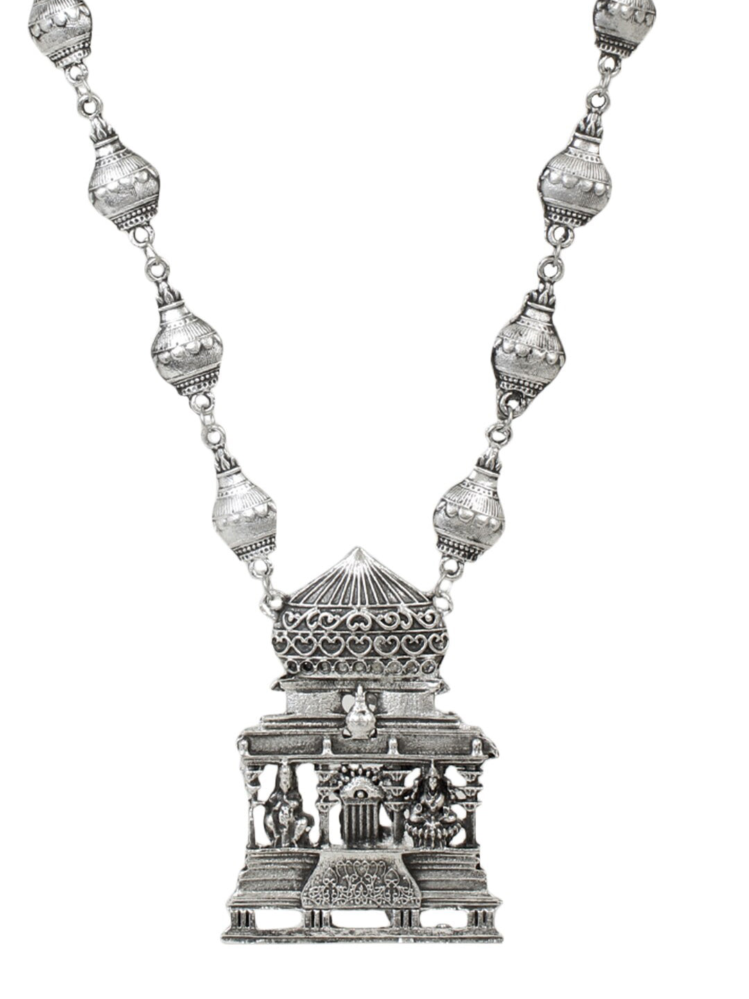 Cardinal Silver-Toned Oxidized Long Jewellery Set - Swadesiicart
