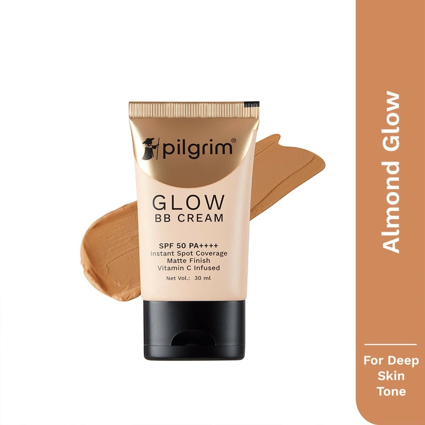 Pilgrim Glow BB Cream SPF 50 PA++++ Instant Spot Coverage Matte Finish Vitamin C Infused - Almond Glow - Limited Time Offer - Swadesiicart