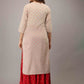 Kalini Women Cream-Coloured Embroidered High Slit Mirror Work Pure Cotton Kurti with Sharara | Swadesiicart